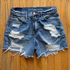 American Eagle High Rise Distressed Denim Shorts Size 0